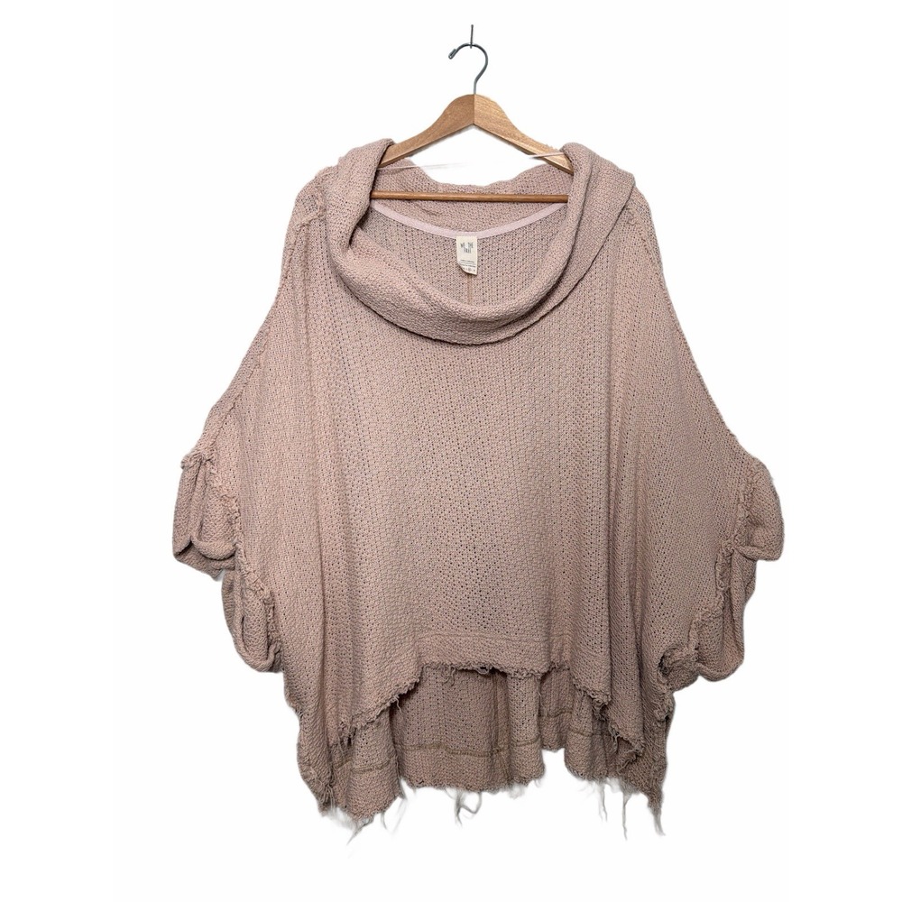 We The Free Oversized Blush Cowl Neck Poncho Sweater Slouchy Boho Festival M